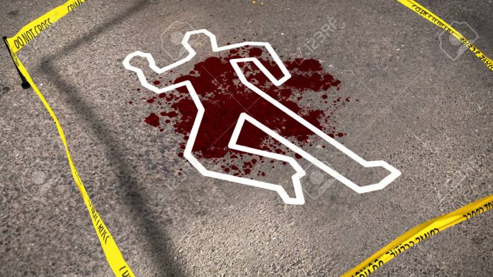 Crime scene with a bloody smudge